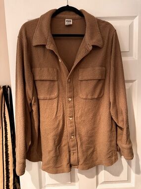 VS Pink Tan Sherpa Shacket - Lightweight Fleece Shirt